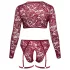 Cottelli Curves - lingerieset met lange mouwen - kant - rood - 2XL