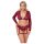 Cottelli Curves - lingerieset met lange mouwen - kant - rood - 3XL