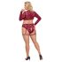 Cottelli Curves - lingerieset met lange mouwen - kant - rood - 3XL