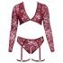 Cottelli Curves - lingerieset met lange mouwen - kant - rood - 3XL