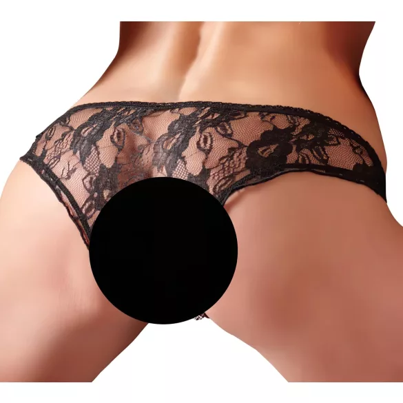 Cottelli - Open slipje - Zwart - Open kruis - XL