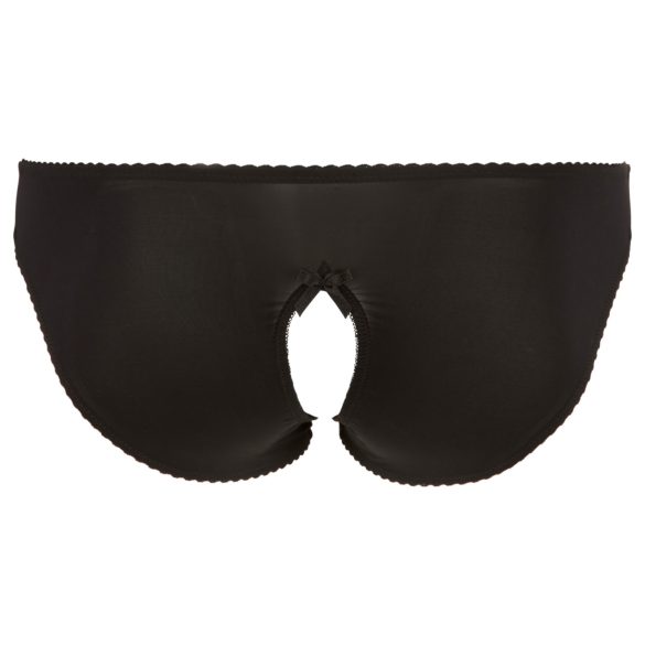 Cottelli Plus Size - kanten, open slipje (zwart) - XL