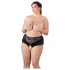 Cottelli Plus Size - open slip met kant en parels - zwart - 2XL