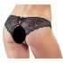 Cottelli - open damesstring met kant en strikje - zwart - XL