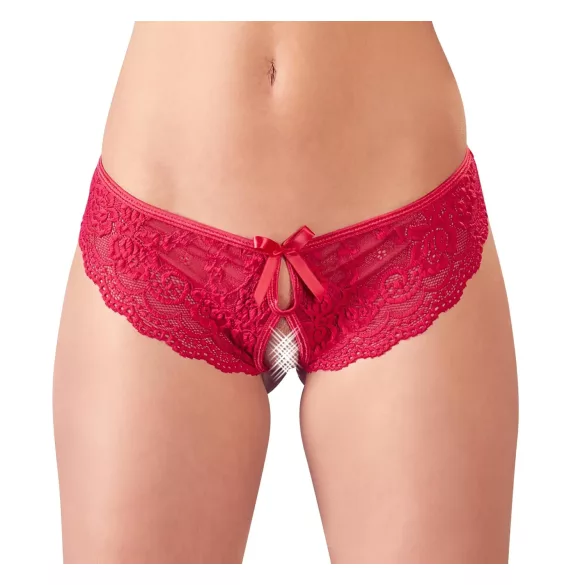 Cottelli - open dames string met strikje - rood
