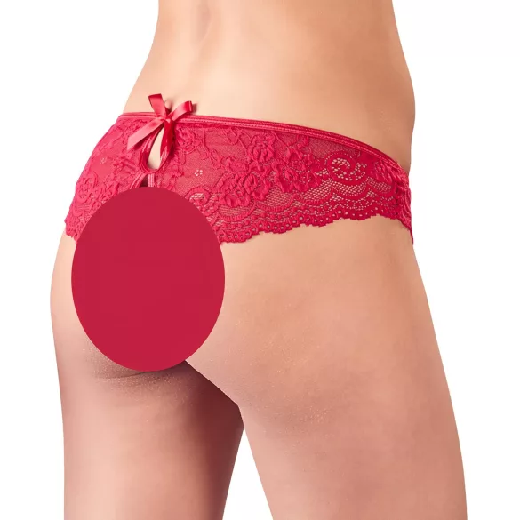 Cottelli - open dames string met strikje - rood - M