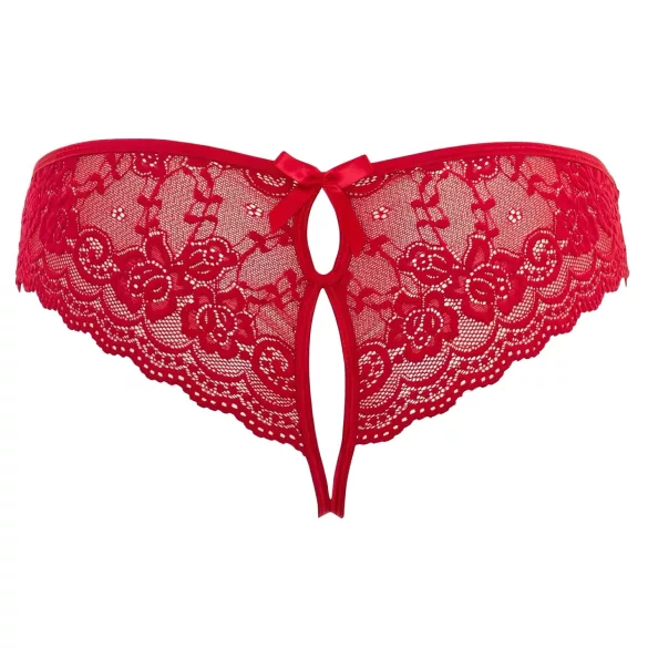 Cottelli - open dames string met strikje - rood - M