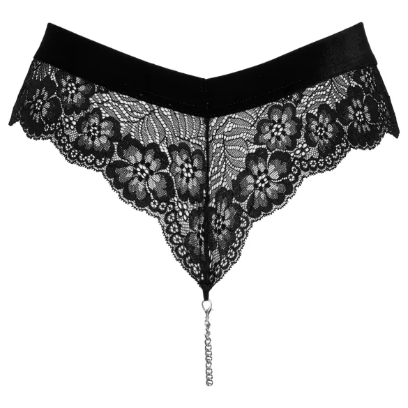 Cottelli Party - slipje met ketting - kant - zwart