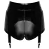 Noir - glanzende hotpant met jarretelles - zwart