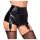 Noir - glanzende hotpants met jarretels (zwart) - M