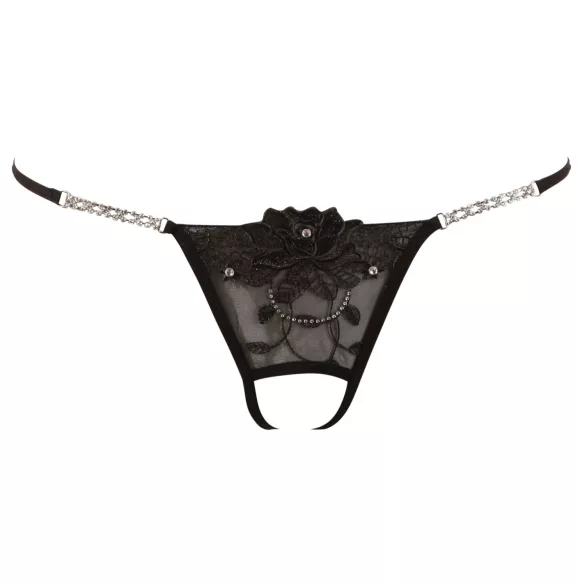 Cottelli - open string - glinsterende bloem - zwart