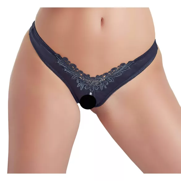 Cottelli - open slip met bloemen en parels - zwart