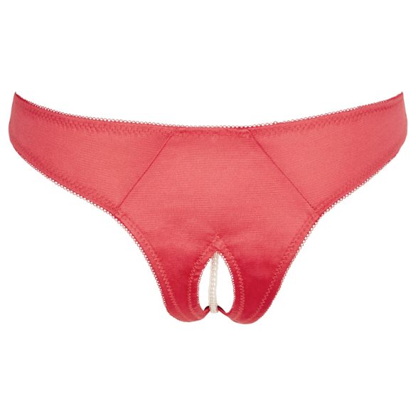 Cottelli - open damesstring met kralen en bloemen - rood - L