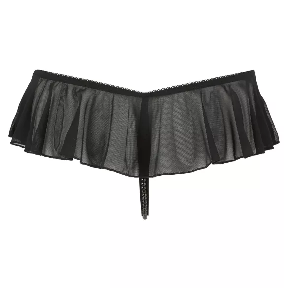 Cottelli - open string met parels en ruches - zwart
