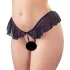 Cottelli - open string met parels en ruches - zwart - M