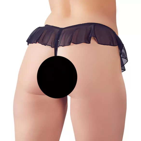 Cottelli - open string met parels en ruches - zwart - L