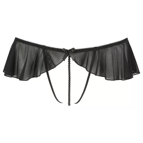 Cottelli - open string met parels en ruches - zwart - L