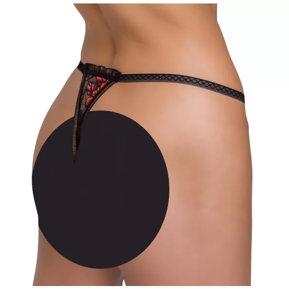 Cottelli - string met rozen en parels - luxe kanten - zwart