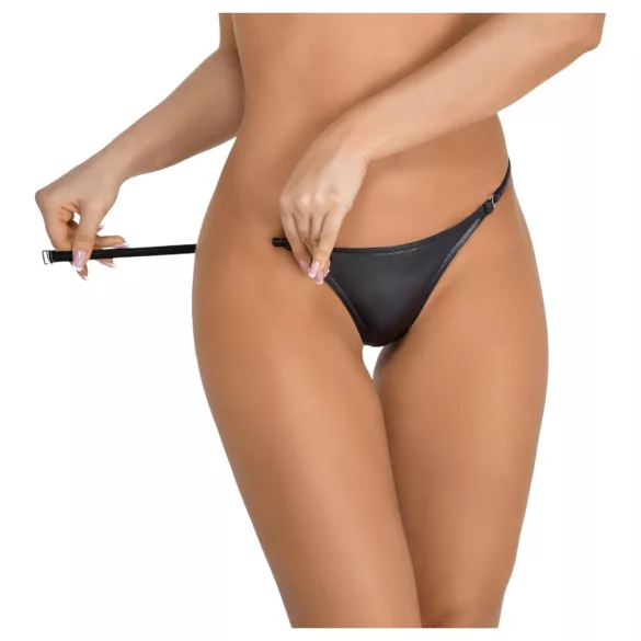 Noir - string slip - glanzend effect - zwart - L/XL