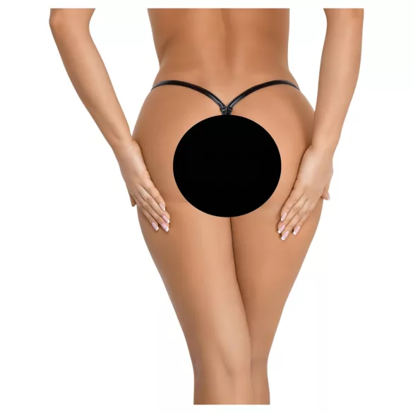 Noir - string slip - glanzend effect - zwart - L/XL