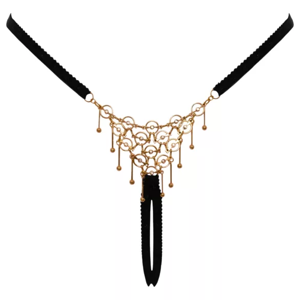 Cottelli - zwarte open stringtanga met versiering (S-L)