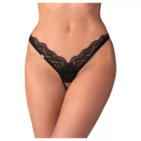 Obsessive - string dames slip - transparant kant - zwart - L/XL