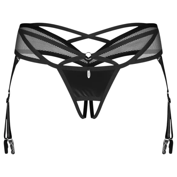 Obsessive Dominna - jarretelle ceintuur met bandjes - zwart - L/XL
