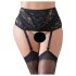 Cottelli Plus Size - kanten, veters jarretel (zwart) - 4XL