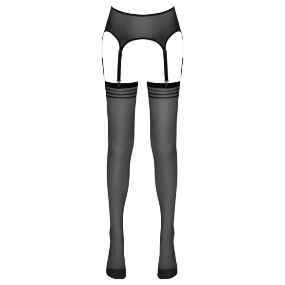 NO:XQSE - jarretelkousen met strepen - zwart