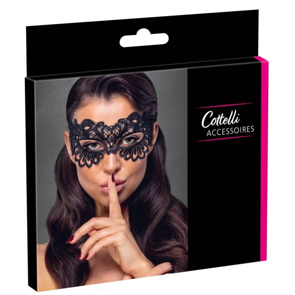 Cottelli - versierd, geborduurd kanten masker (zwart)