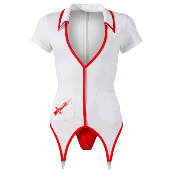 Cottelli - Verpleegster top met jarretels - wit - XL