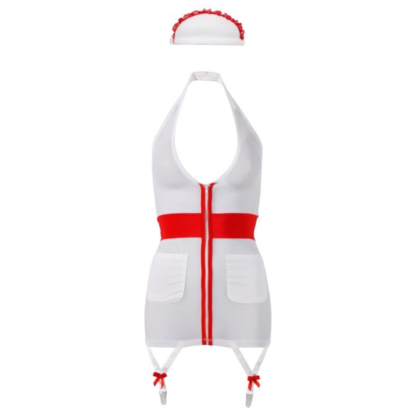 Cottelli - Verpleegster jurkje met jarretels - wit - verkleedkostuum - XL