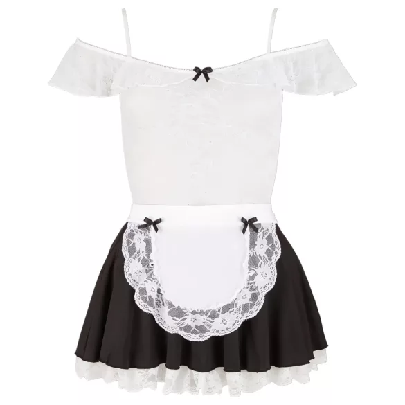 Cottelli - Verleidelijke kamermeisje outfit - Kant - Zwart