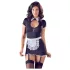 Cottelli - lingerie jurkje met jarretels - zwart/wit - kamermeisje - L