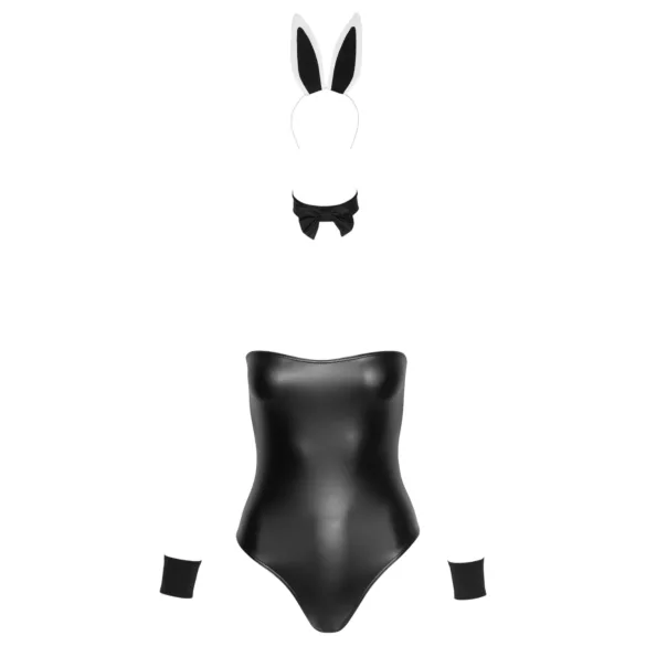Cottelli - bunny kostuum - glanzend, sexy konijnenset - 5-delig - M