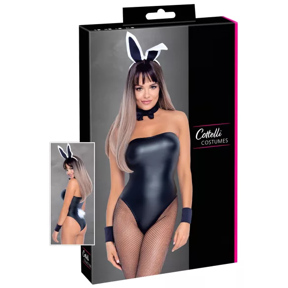Cottelli - bunny kostuum - glanzend, sexy konijnenset - 5-delig - L
