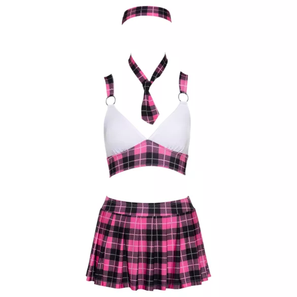 Cottelli - schoolmeisjes kostuum set - roze geruit - verkleedkleding