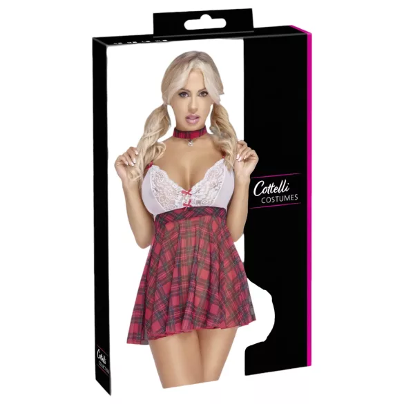 Cottelli - schoolmeisje kostuum - rood wit - verkleedkleding - L