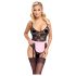 Cottelli - doorzichtige kamermeisje outfit (zwart-roze) - M