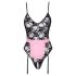 Cottelli - doorzichtige kamermeisje outfit (zwart-roze) - M