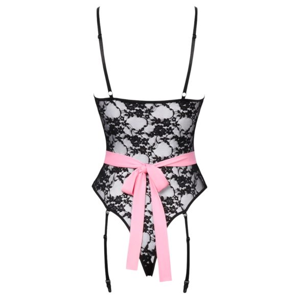 Cottelli - doorzichtige kamermeisje outfit (zwart-roze) - M
