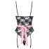 Cottelli - doorzichtige kamermeisje outfit (zwart-roze) - M