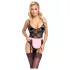 Cottelli - doorzichtige kamermeisje outfit - zwart/roze - L