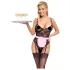 Cottelli - doorzichtige kamermeisje outfit - zwart/roze - XL