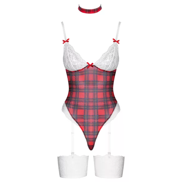Cottelli - lingerie body set - rood geruit - dames body
