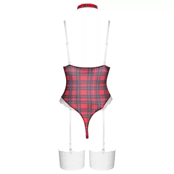 Cottelli - lingerie body set - rood geruit - dames body - M