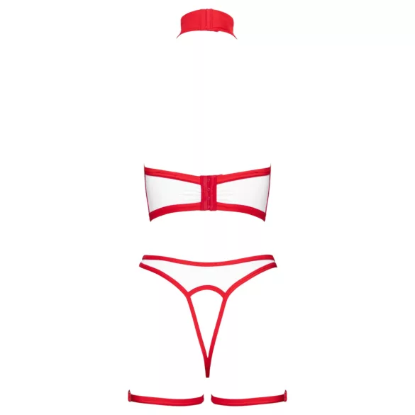 Cottelli - open verpleegsterskostuum set (wit-rood)