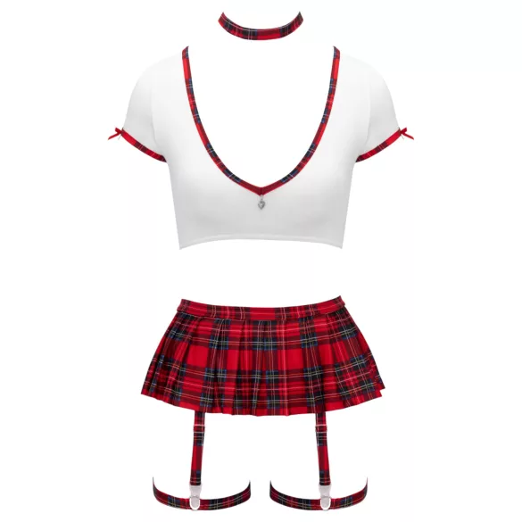 Cottelli - schoolmeisje kostuumset (rood-wit) - M