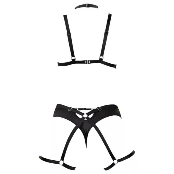 Cottelli - bodyharnas lingerie set - zwart - S/L