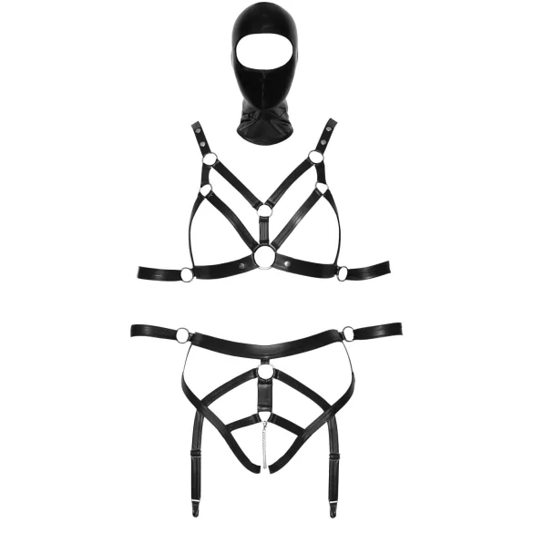 Bad Kitty - lingerie set met masker - zwart